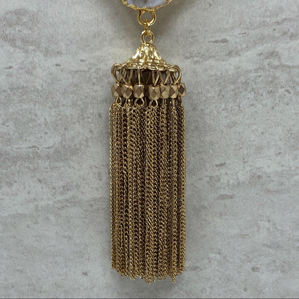Druzy Tassel Statement Necklace - Picture 4 of 6